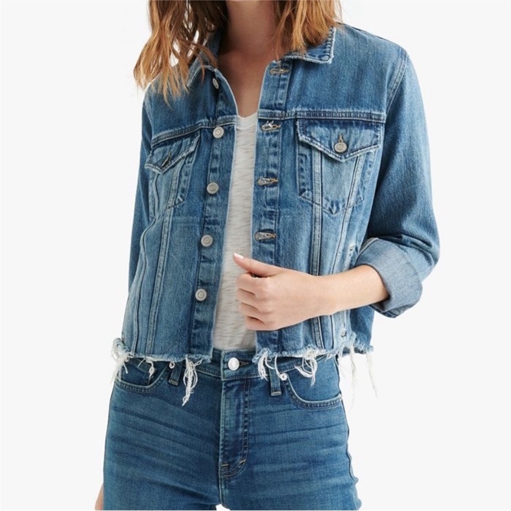 Lucky Brand | Frayed-Hem Denim Jacket S